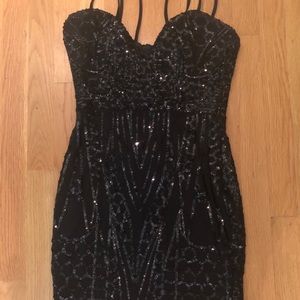 Fashion Nova Short Black Beaded Club Dress